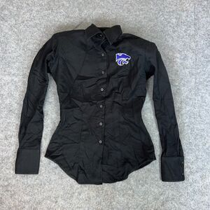 Kansas State Wildcats Womens Shirt Small Black Purple Button NCAA Equestrian